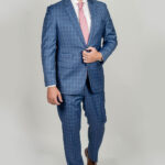 Merino 2 toned Blue Window Pane Suit