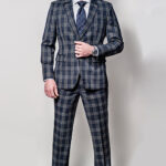 Dark Blue-ish Grey with Light Grey Window Pane Suit
